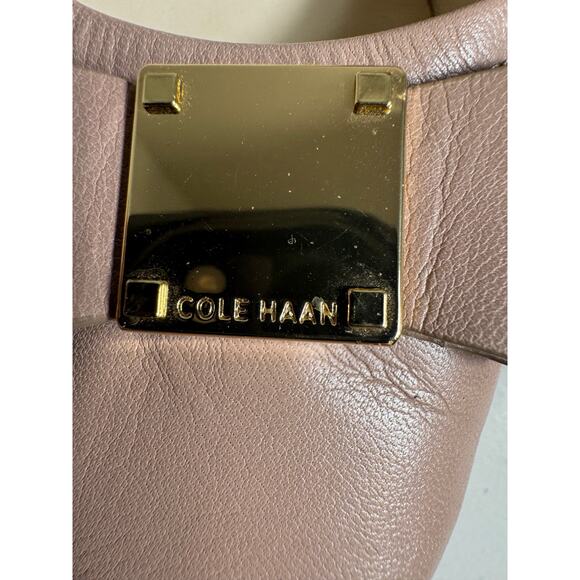 Cole Haan Tali Bow Ballet flat Maple Sugar soft pink leather gold buckle Sz 11 - Picture 7 of 10